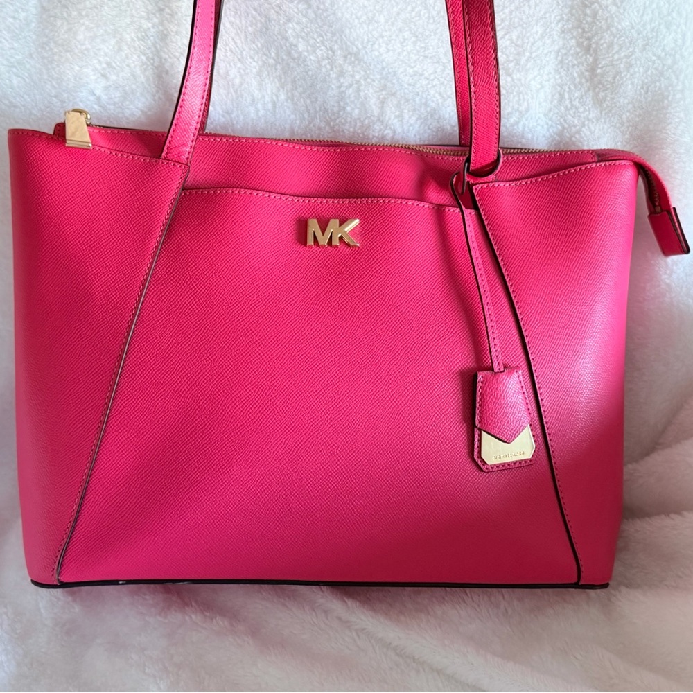 Michael Kors Pink Leather Tote with Gold Hardware
